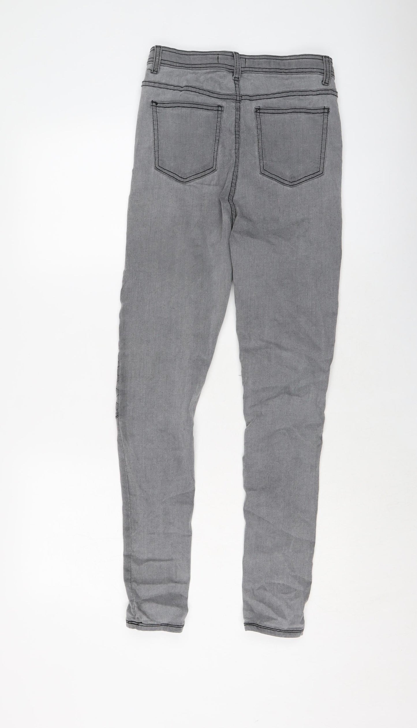 PRETTYLITTLETHING Womens Grey Cotton Skinny Jeans Size 10 L27 in Regular Button