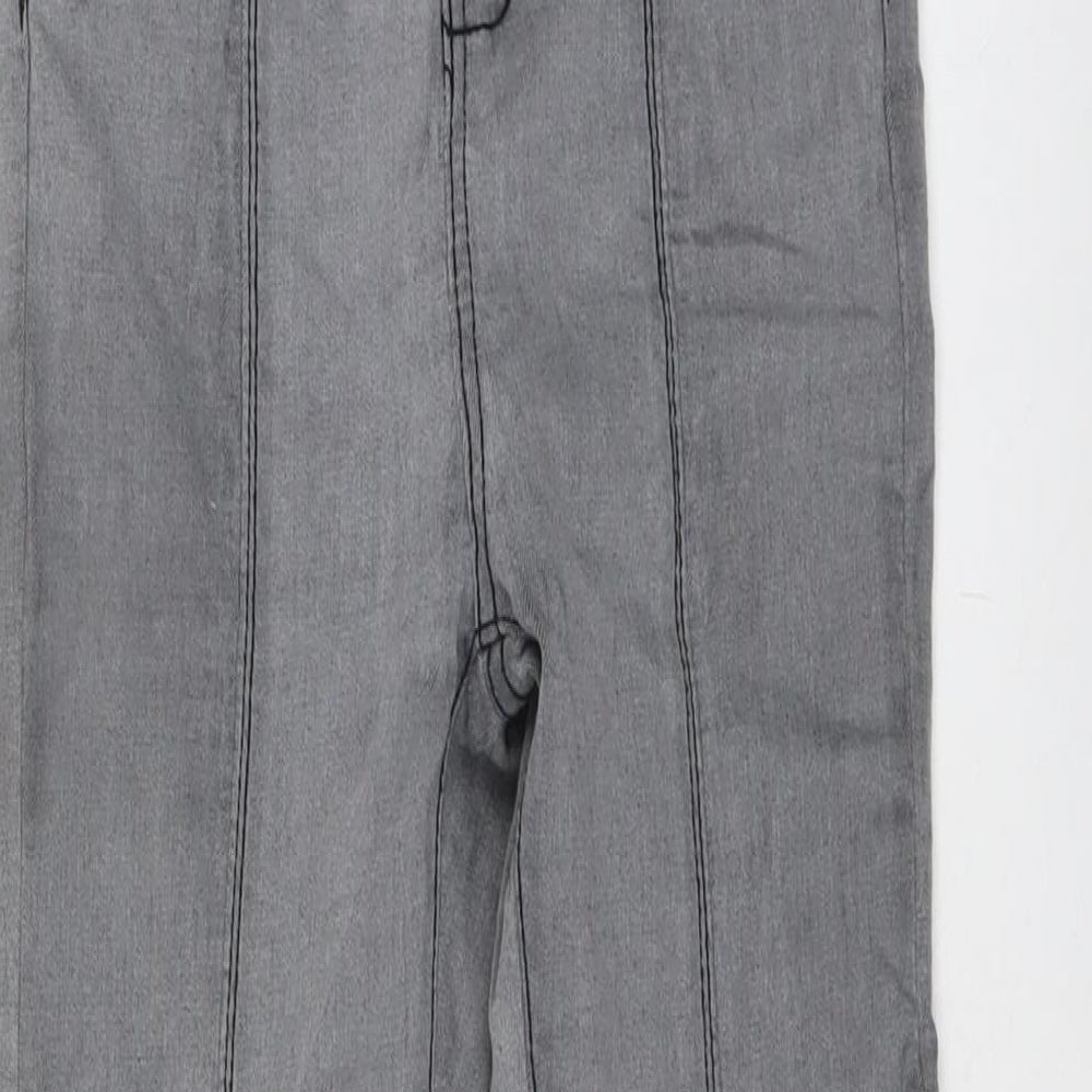 PRETTYLITTLETHING Womens Grey Cotton Skinny Jeans Size 10 L27 in Regular Button