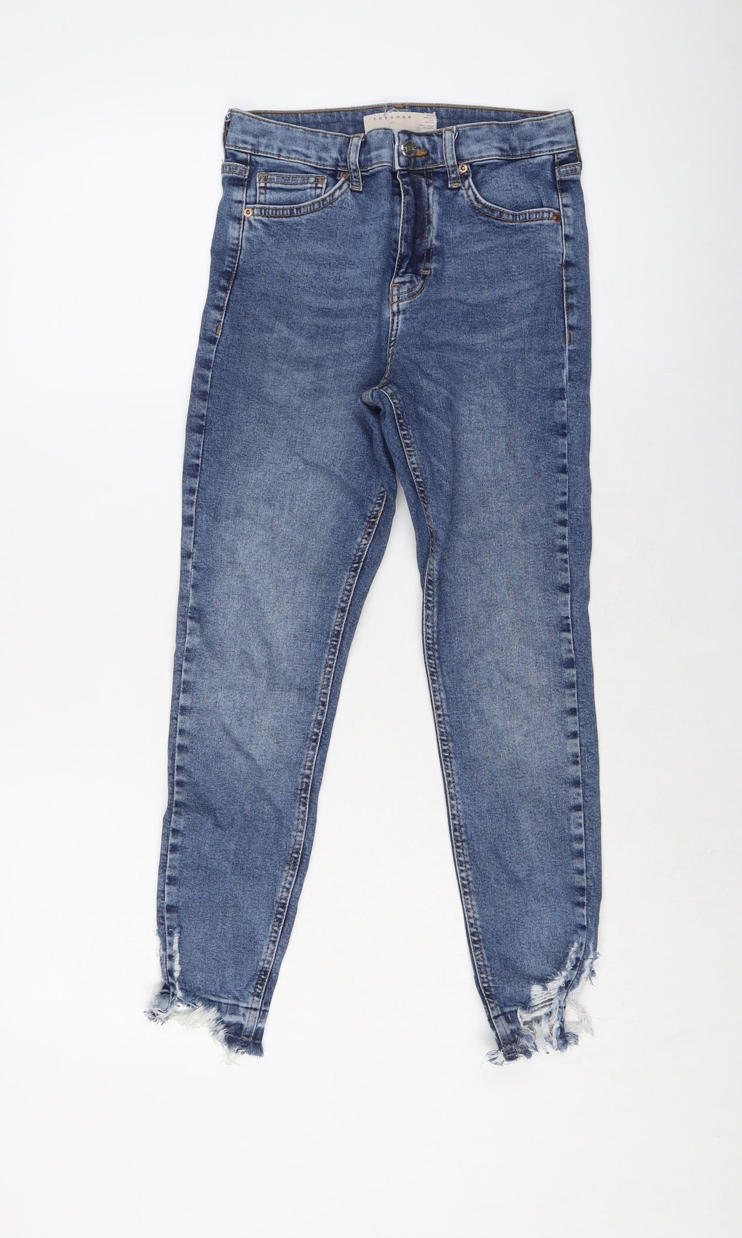 Topshop Womens Blue Cotton Skinny Jeans Size 28 in L24 in Regular Button