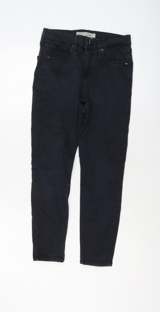 Topshop Womens Blue Cotton Skinny Jeans Size 28 L23 in Regular Button