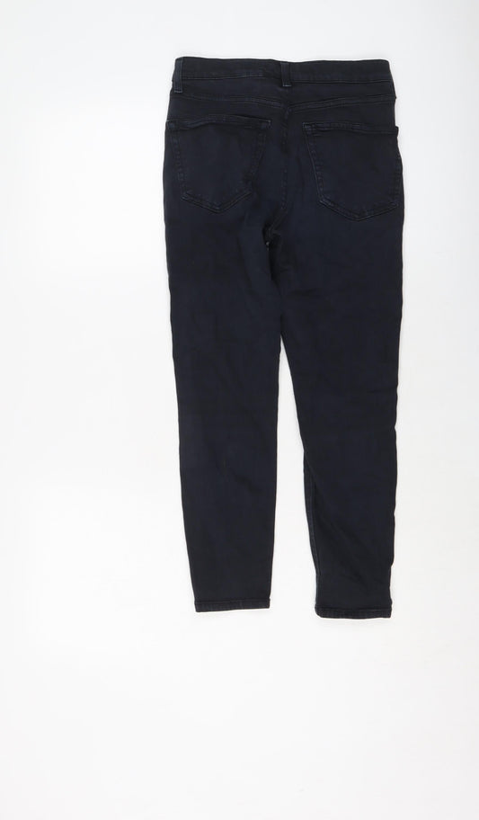 Topshop Womens Blue Cotton Skinny Jeans Size 28 L23 in Regular Button