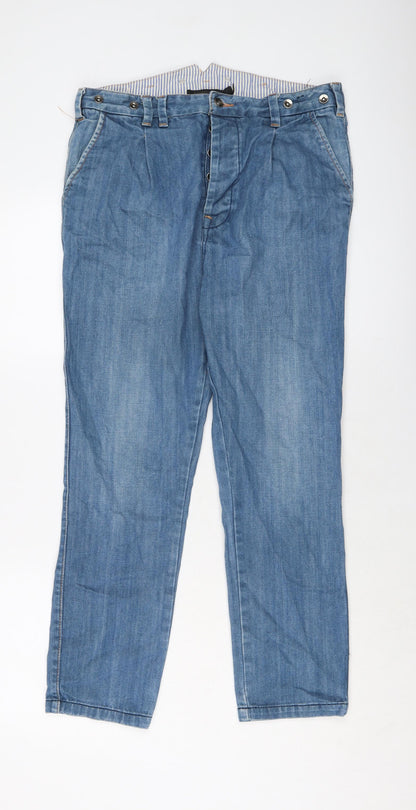 Mens UK Size 32 in Topman Regular Fit Straight Blue Jeans