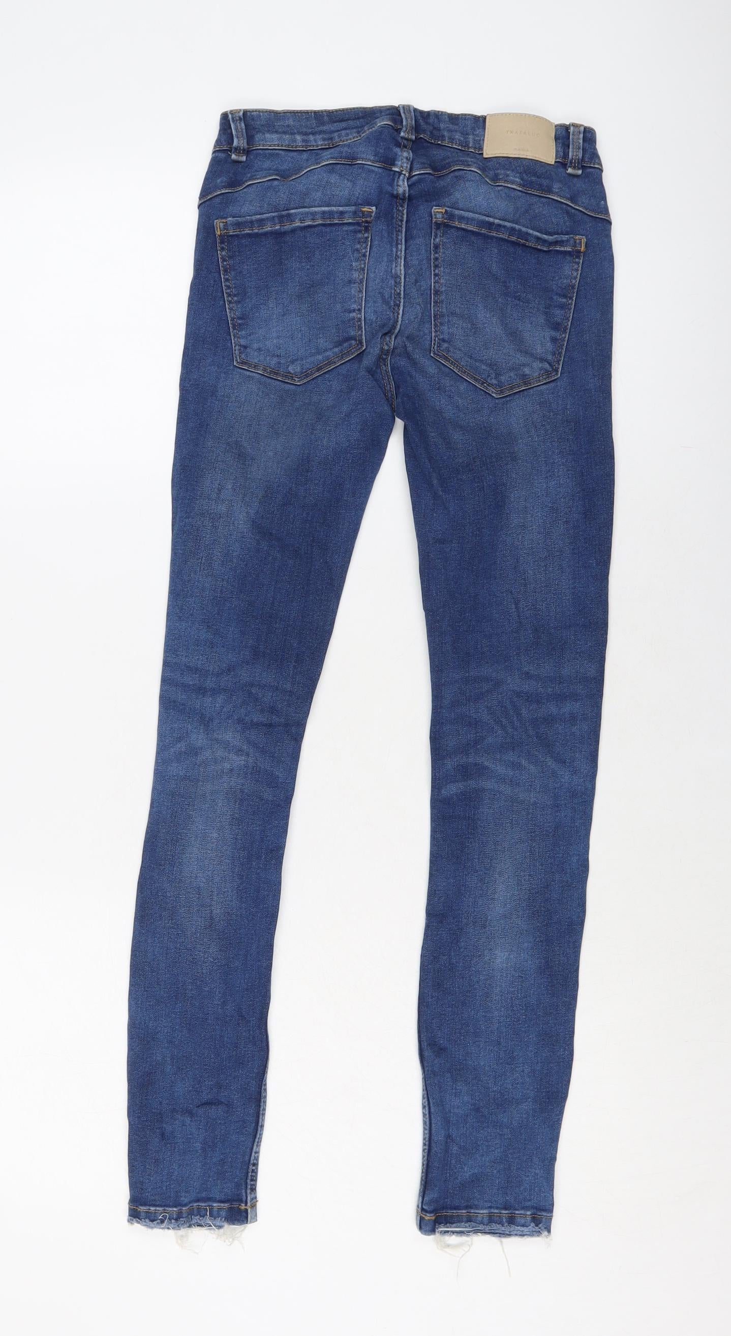 Zara Womens Blue Cotton Skinny Jeans Size 24 in L27 in Regular Button