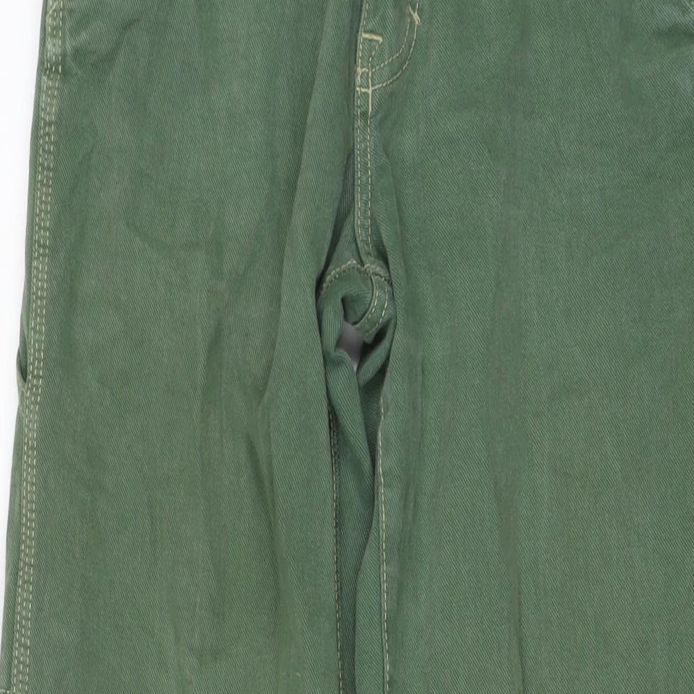 Pull&Bear Womens Green Cotton Wide-Leg Jeans Size 6 L31 in Regular Button