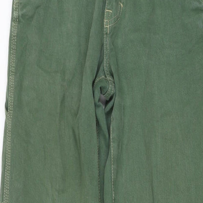Pull&Bear Womens Green Cotton Wide-Leg Jeans Size 6 L31 in Regular Button