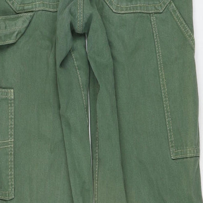 Pull&Bear Womens Green Cotton Wide-Leg Jeans Size 6 L31 in Regular Button