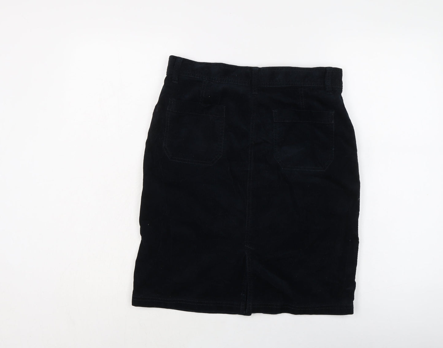 Marks and Spencer Womens Blue Cotton Mini Skirt Size 8 Button