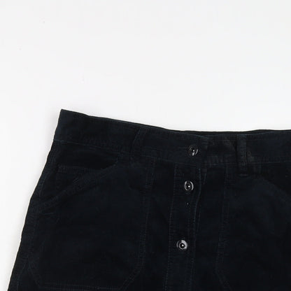 Marks and Spencer Womens Blue Cotton Mini Skirt Size 8 Button