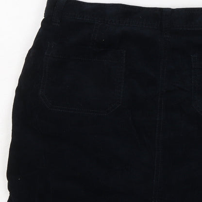 Marks and Spencer Womens Blue Cotton Mini Skirt Size 8 Button