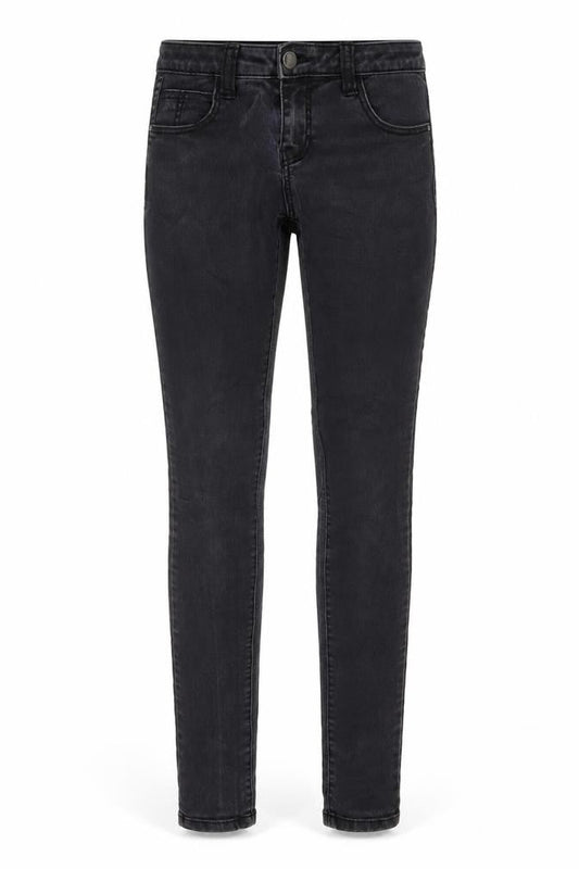 Front view of Denim & Co. women’s green cotton jegging jeans, size UK 8, 30-inch leg regular button