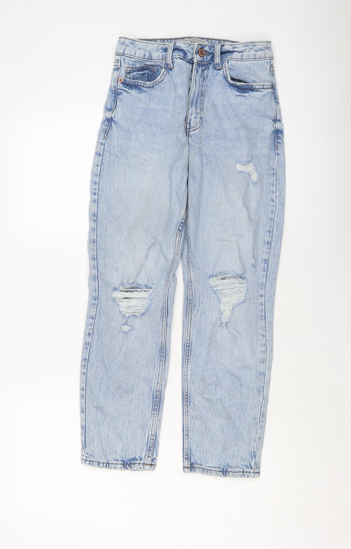 New Look Womens Blue Cotton Mom Jeans Size 6 L25 in Regular Button