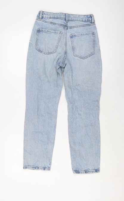 New Look Womens Blue Cotton Mom Jeans Size 6 L25 in Regular Button
