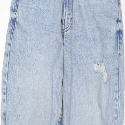 New Look Womens Blue Cotton Mom Jeans Size 6 L25 in Regular Button