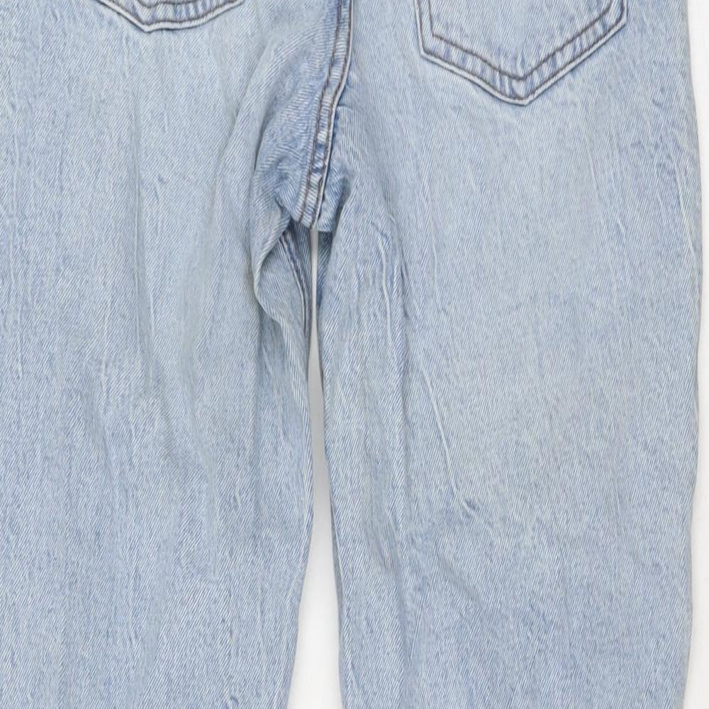 New Look Womens Blue Cotton Mom Jeans Size 6 L25 in Regular Button