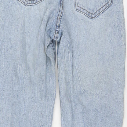 New Look Womens Blue Cotton Mom Jeans Size 6 L25 in Regular Button