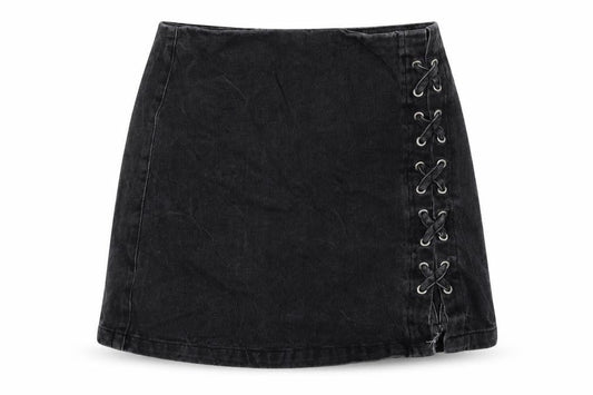 New Look Girls Black Cotton A-Line Skirt Size 13 Years Regular Zip