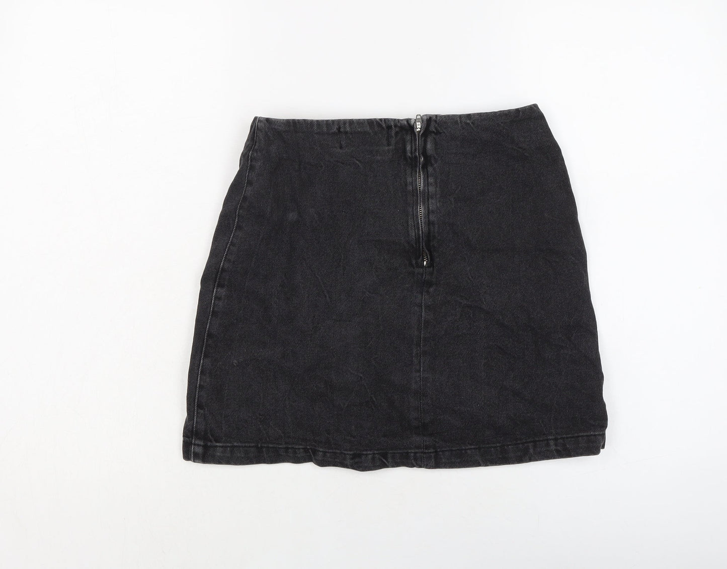 New Look Girls Black Cotton A-Line Skirt Size 13 Years Regular Zip