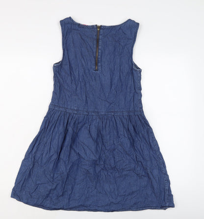 Dorothy Perkins Womens Blue Cotton A-Line Size 10 Round Neck Zip
