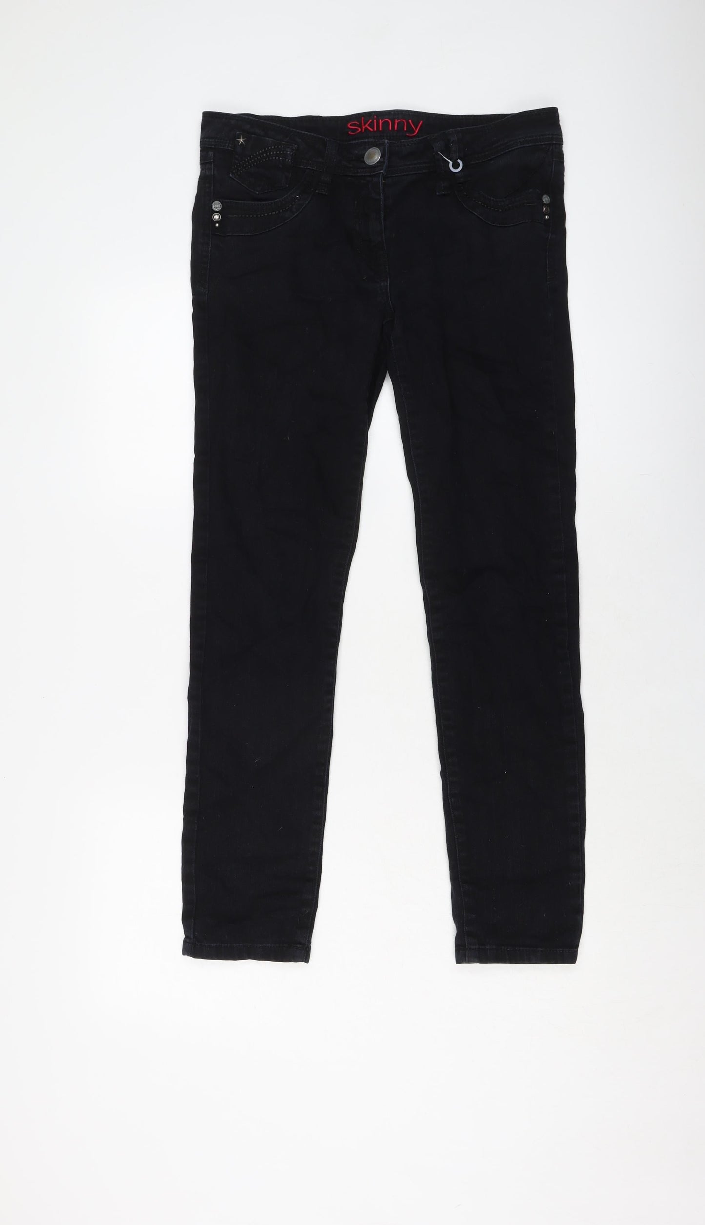 NEXT Womens Blue Cotton Skinny Jeans Size 10 L29 in Regular Button