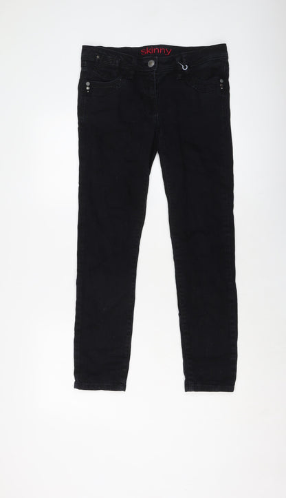 NEXT Womens Blue Cotton Skinny Jeans Size 10 L29 in Regular Button