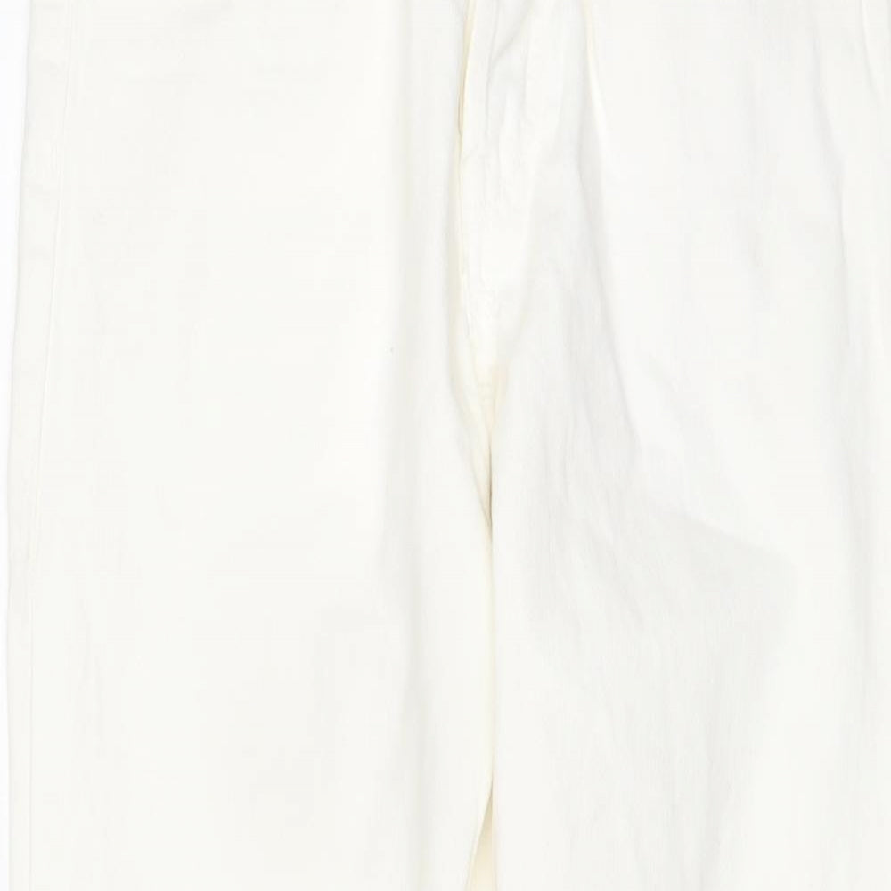 Zara Womens Ivory Cotton Mom Jeans Size 10 L30 in Regular Button