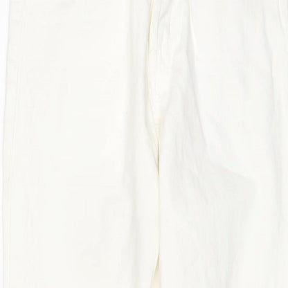 Zara Womens Ivory Cotton Mom Jeans Size 10 L30 in Regular Button