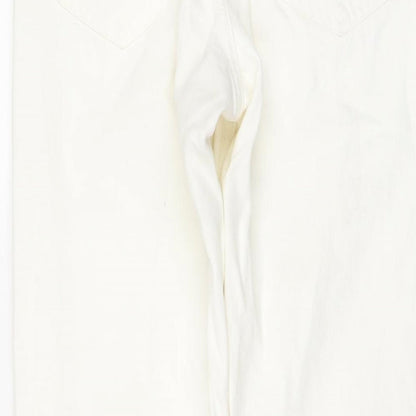 Zara Womens Ivory Cotton Mom Jeans Size 10 L30 in Regular Button
