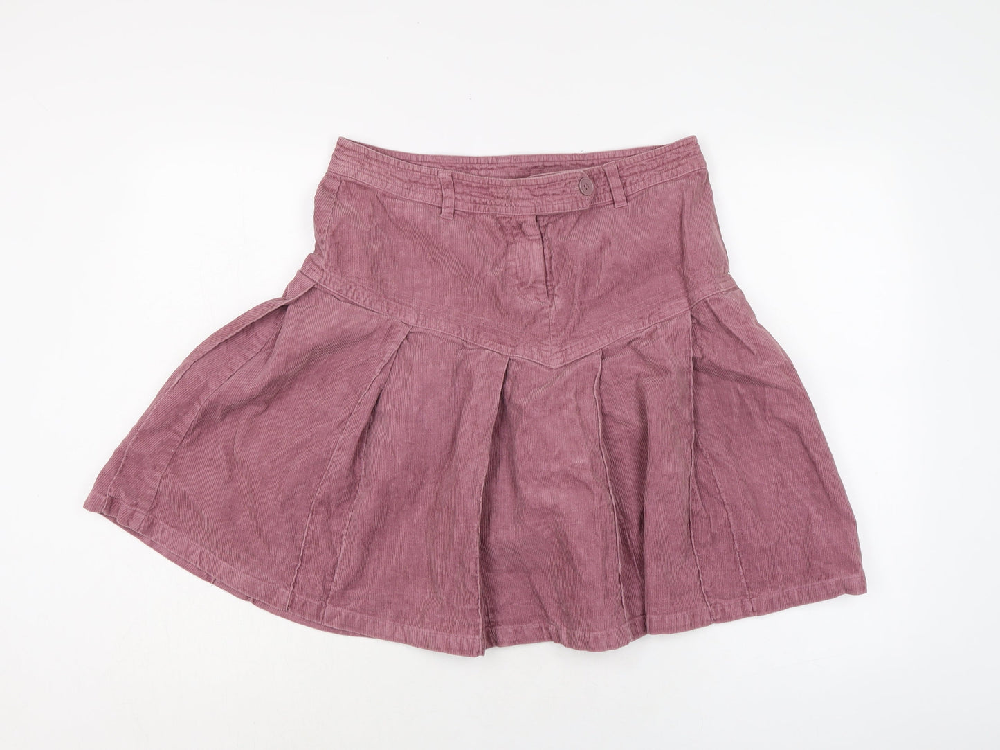 H&M Womens Purple Cotton Skater Skirt Size 10 Button