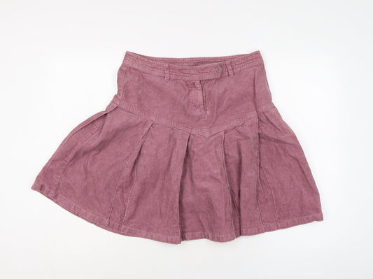 H&M Womens Purple Cotton Skater Skirt Size 10 Button
