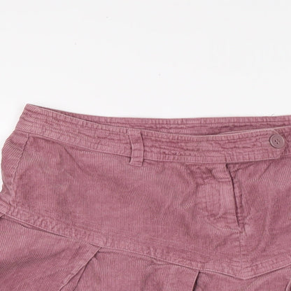 H&M Womens Purple Cotton Skater Skirt Size 10 Button