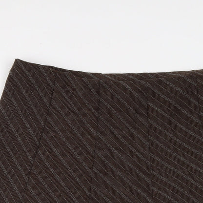 Marks and Spencer Womens Brown Striped Polyester Flare Skirt Size 12
