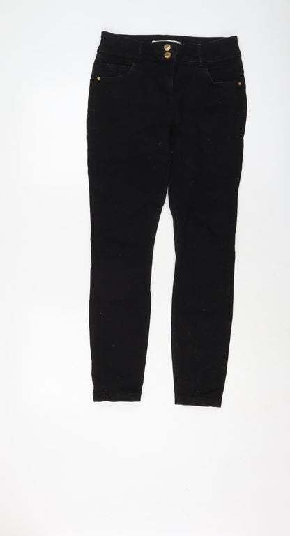 NEXT Womens Black Cotton Skinny Jeans Size 12 L27 in Regular Button