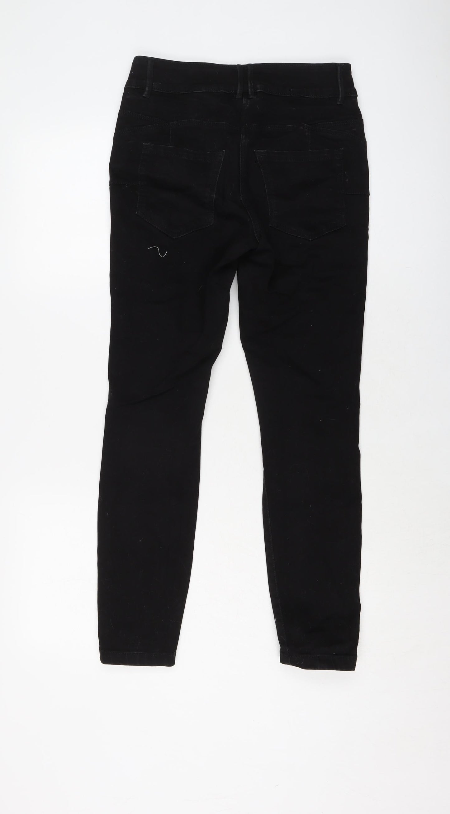 NEXT Womens Black Cotton Skinny Jeans Size 12 L27 in Regular Button