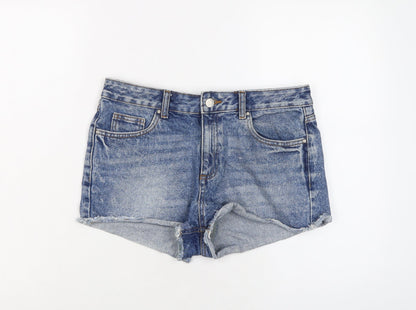 Denim & Co. Womens Blue Cotton Cut-Off Shorts Size 12 L3 in Regular Button