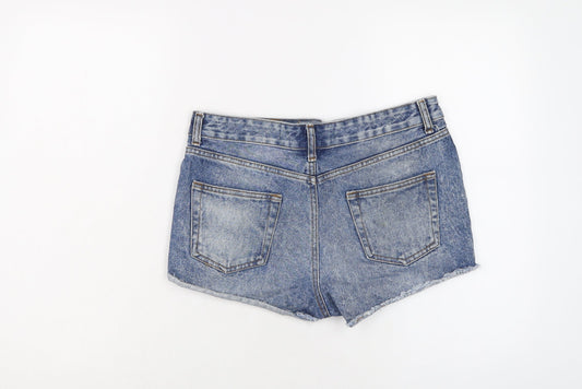 Denim & Co. Womens Blue Cotton Cut-Off Shorts Size 12 L3 in Regular Button