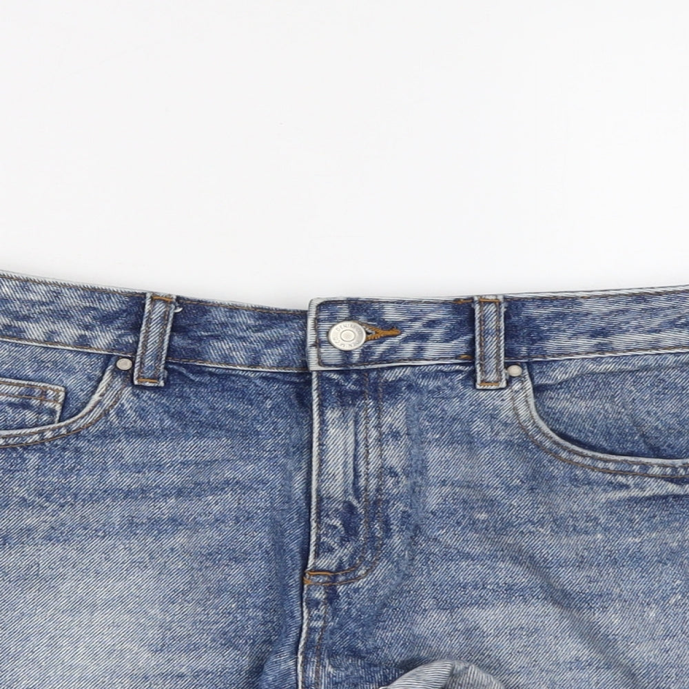 Denim & Co. Womens Blue Cotton Cut-Off Shorts Size 12 L3 in Regular Button