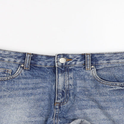 Denim & Co. Womens Blue Cotton Cut-Off Shorts Size 12 L3 in Regular Button