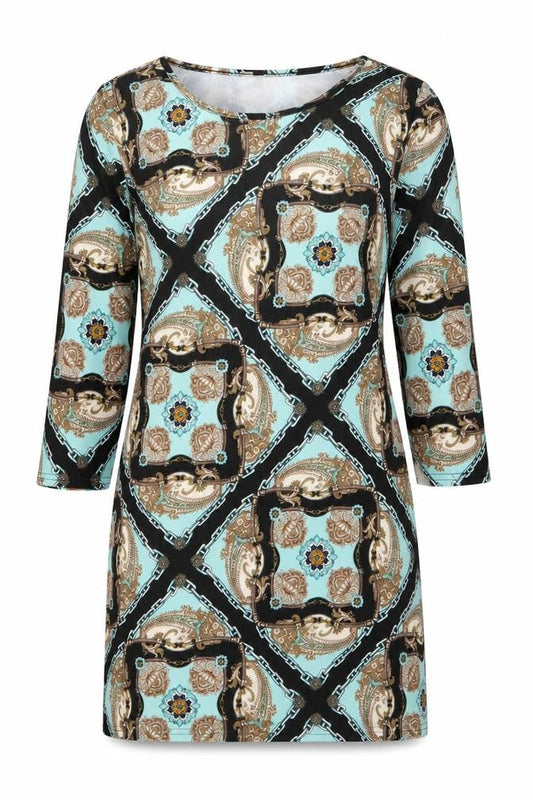 Blonde & Blonde Womens Multicoloured Geometric Polyester Bodycon Size 14 Round Neck Pullover