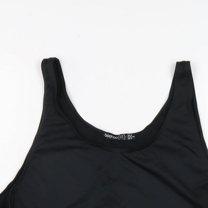 Boohoo Womens Black Polyester Basic Tank Size 6 Round Neck Pullover