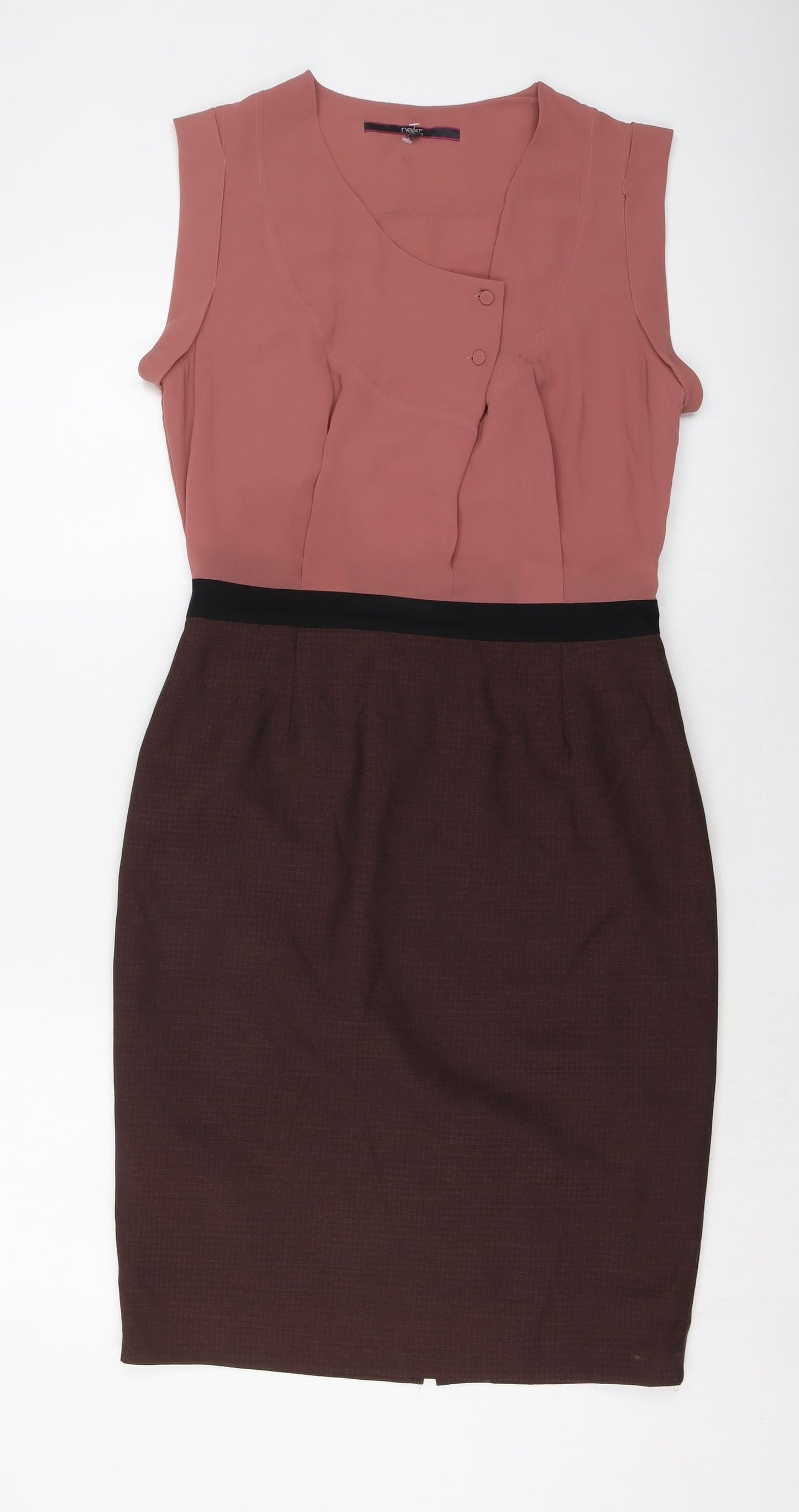 NEXT Womens Pink Polyester Sheath Size 12 Round Neck Zip