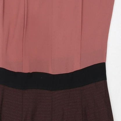 NEXT Womens Pink Polyester Sheath Size 12 Round Neck Zip