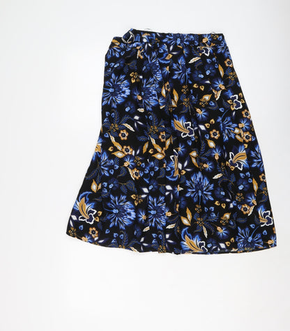 Marks and Spencer Womens Beige Floral Polyester Wrap Skirt Size 6 Tie