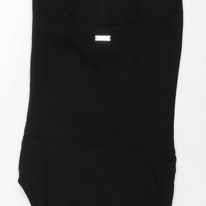 Lipsy Womens Black Floral Cotton Bodysuit One-Piece Size 6 Snap