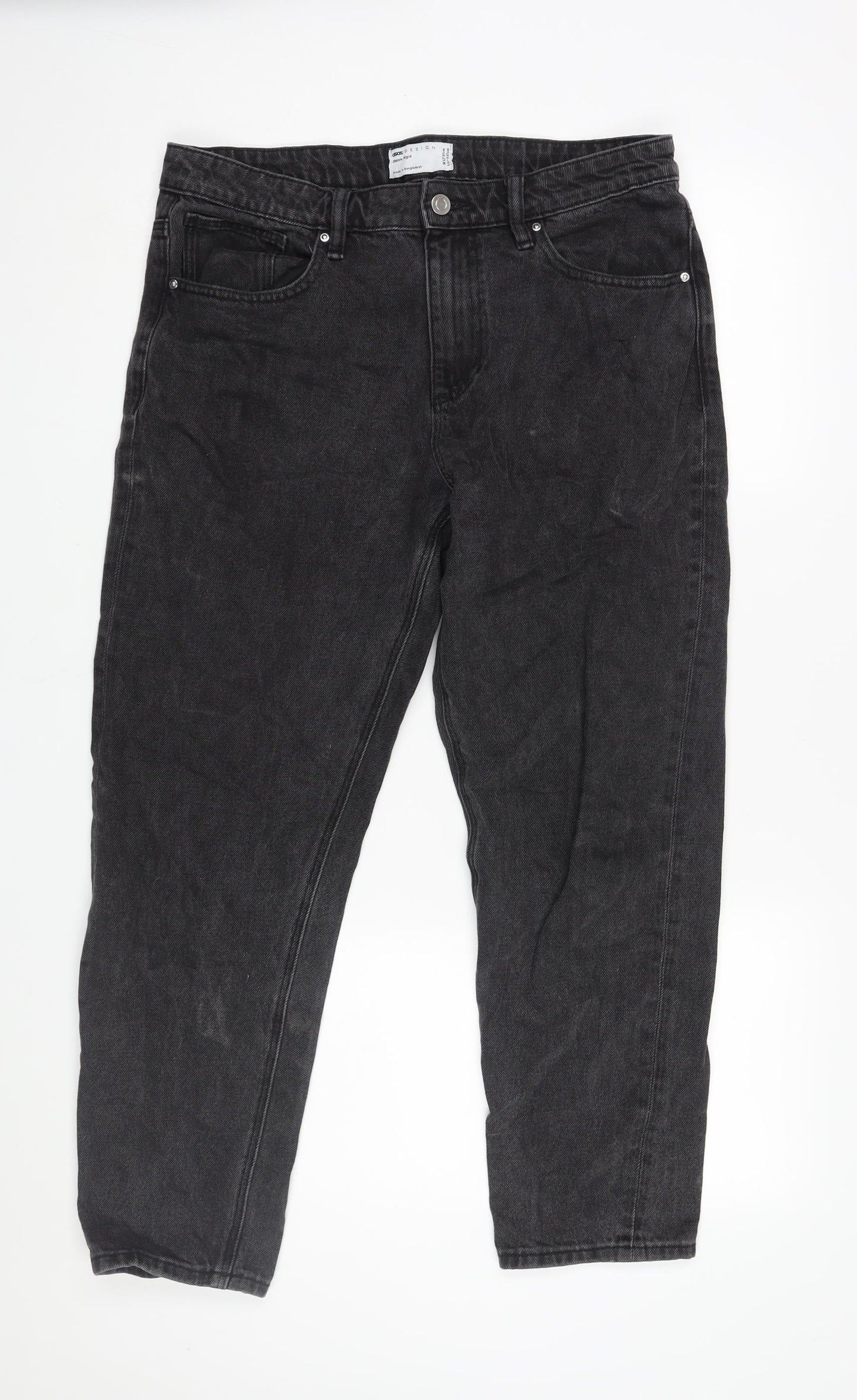 ASOS Mens Black Cotton Tapered Jeans Size 32 in L27 in Regular Zip