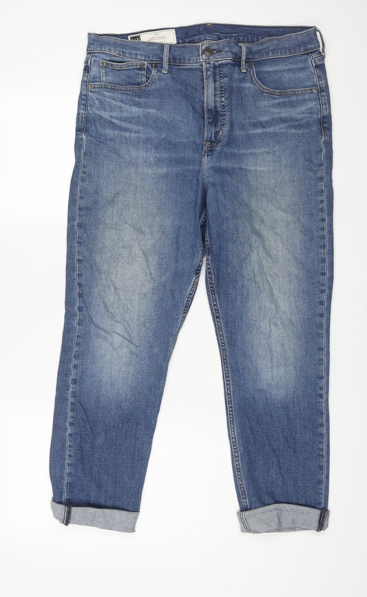 Gap Womens Blue Cotton Cropped Jeans Size 33 in L26 in Regular Zip