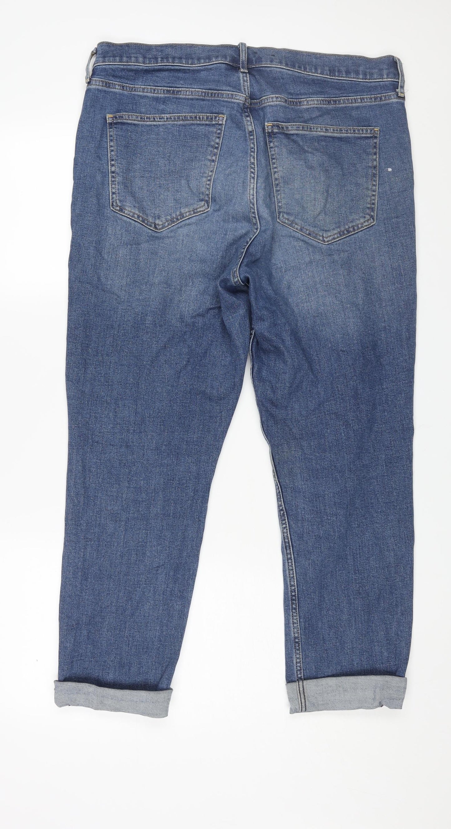 Gap Womens Blue Cotton Cropped Jeans Size 33 in L26 in Regular Zip