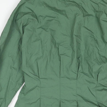 PRETTYLITTLETHING Womens Green Cotton Shirt Dress Size 8 Collared Button