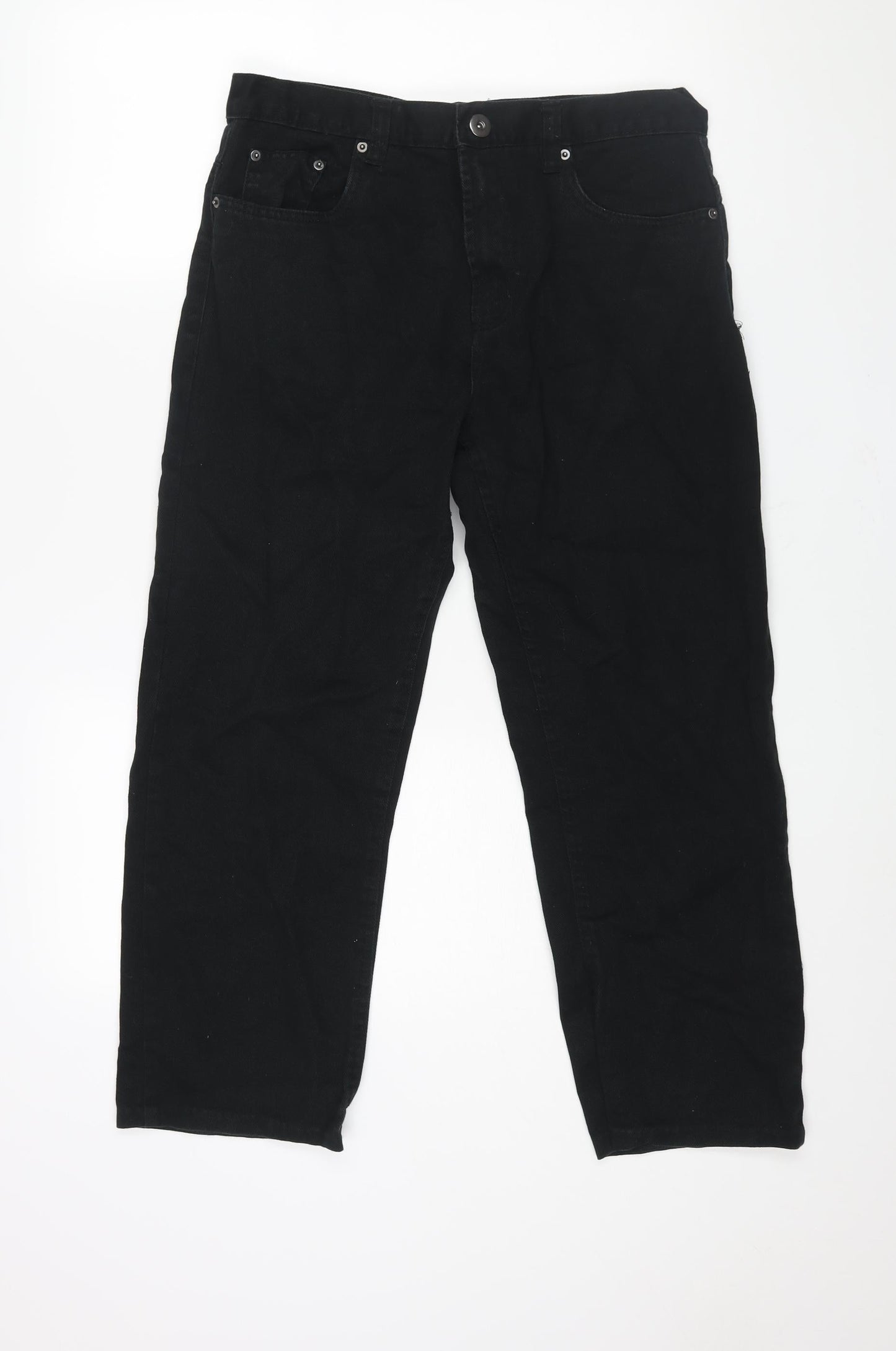 Denim & Co. Mens Black Cotton Straight Jeans Size 32 in L30 in Regular Zip