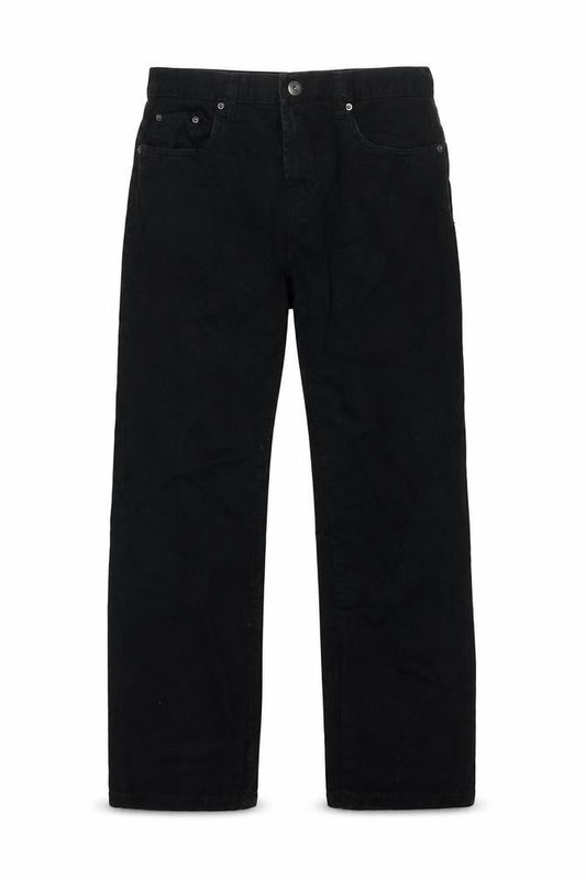 Front view of Denim & Co. men’s black cotton straight jeans, size 32, in, 30-inch leg regular zip