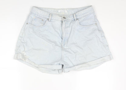 Aere Womens Blue Cotton Boyfriend Shorts Size 32 in Regular Zip - Distressed